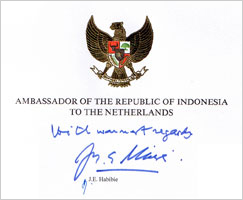 Crest and Signature of Ambassador of Indonesia